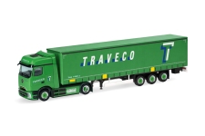 Herpa 321396 - H0 - Mercedes-Benz eActros Gardinen-Sattelzug Traveco